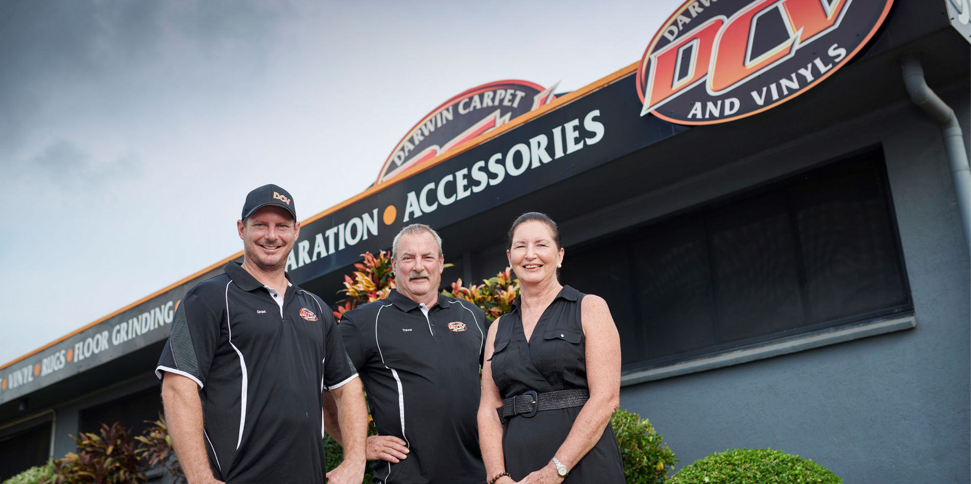 The Darwin Carpet & Vinyls team outside their Winnellie showroom